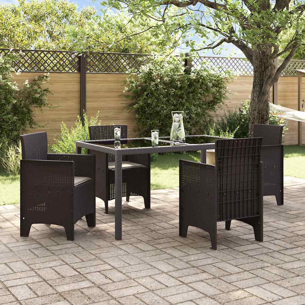 Hagemøbler med puter 4 pcs Brun Standard Polypropen