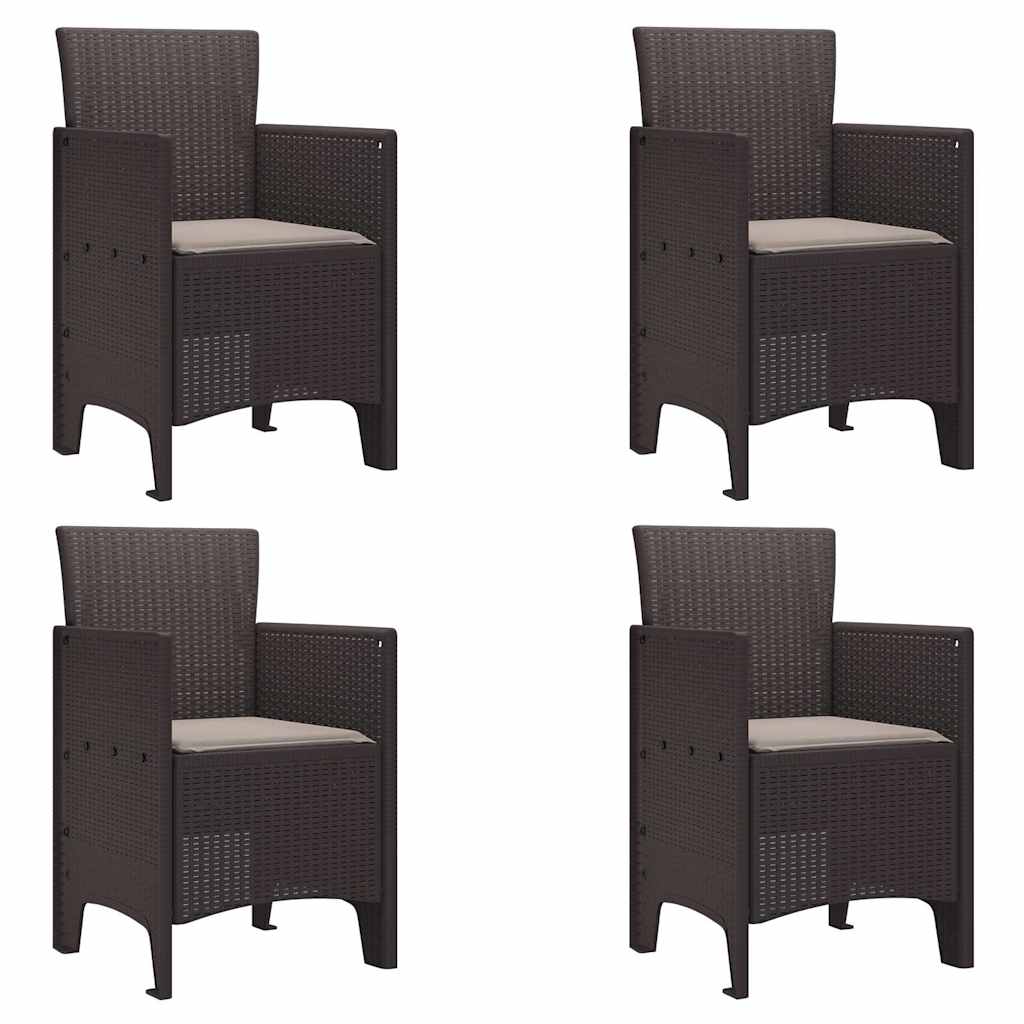 Hagemøbler med puter 4 pcs Brun Standard Polypropen