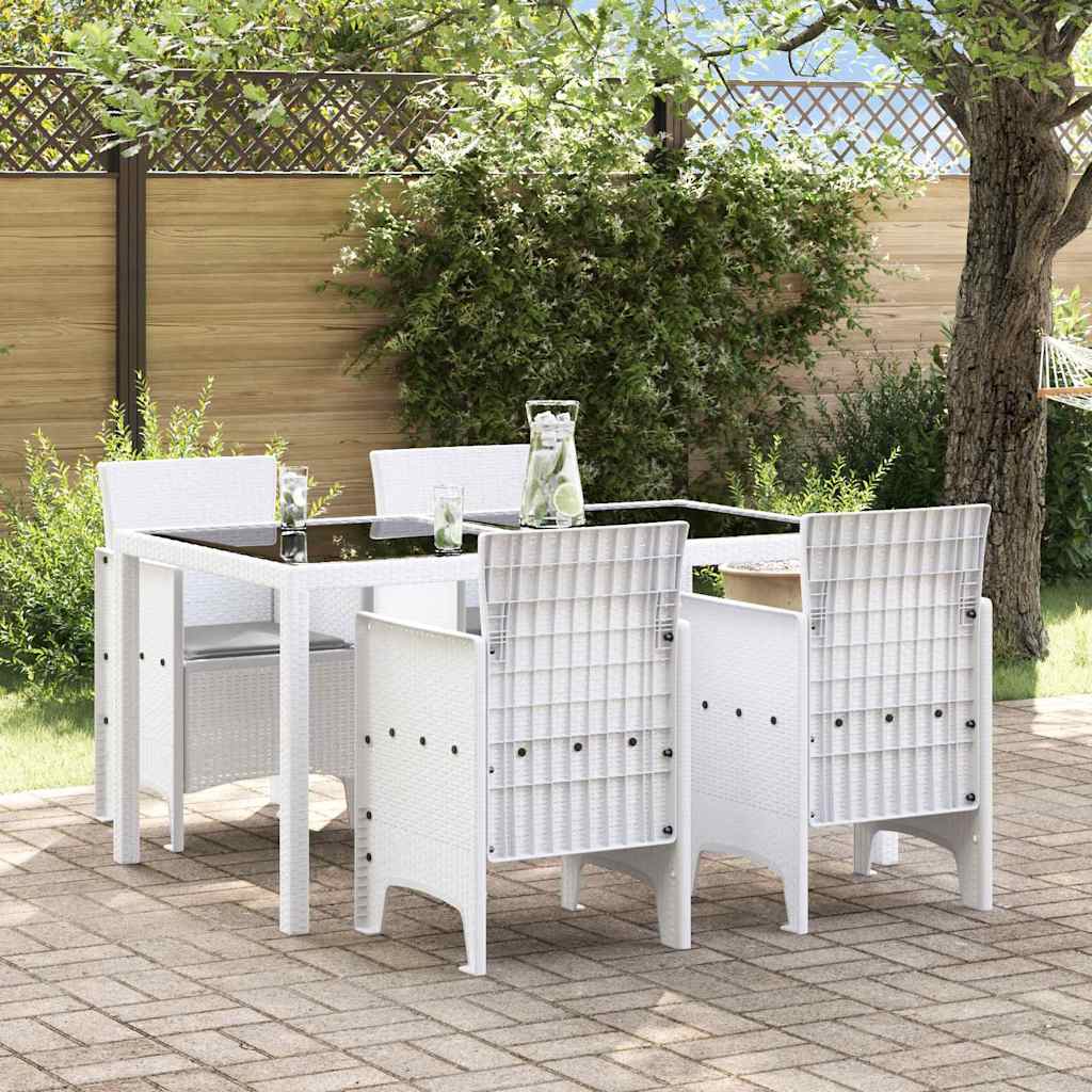 Hagemøbler med puter 4 pcs Hvit 53 x 49 x 85 cm Plast