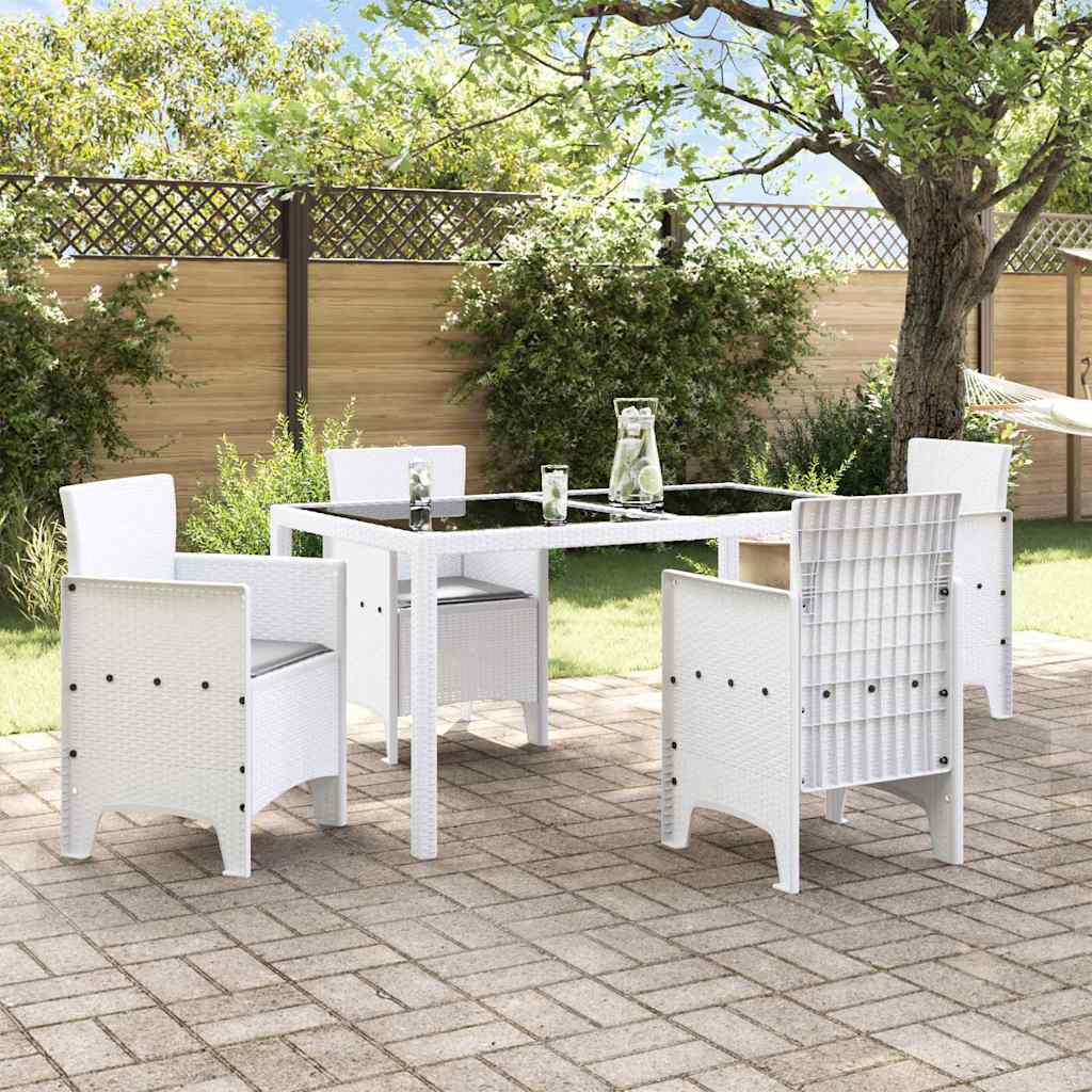 Hagemøbler med puter 4 pcs Hvit 53 x 49 x 85 cm Plast