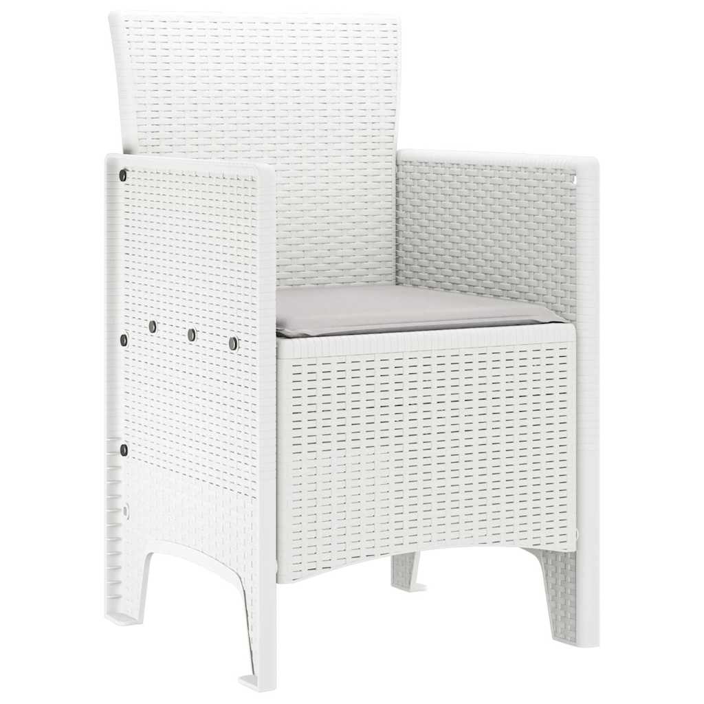 Hagemøbler med puter 4 pcs Hvit 53 x 49 x 85 cm Plast