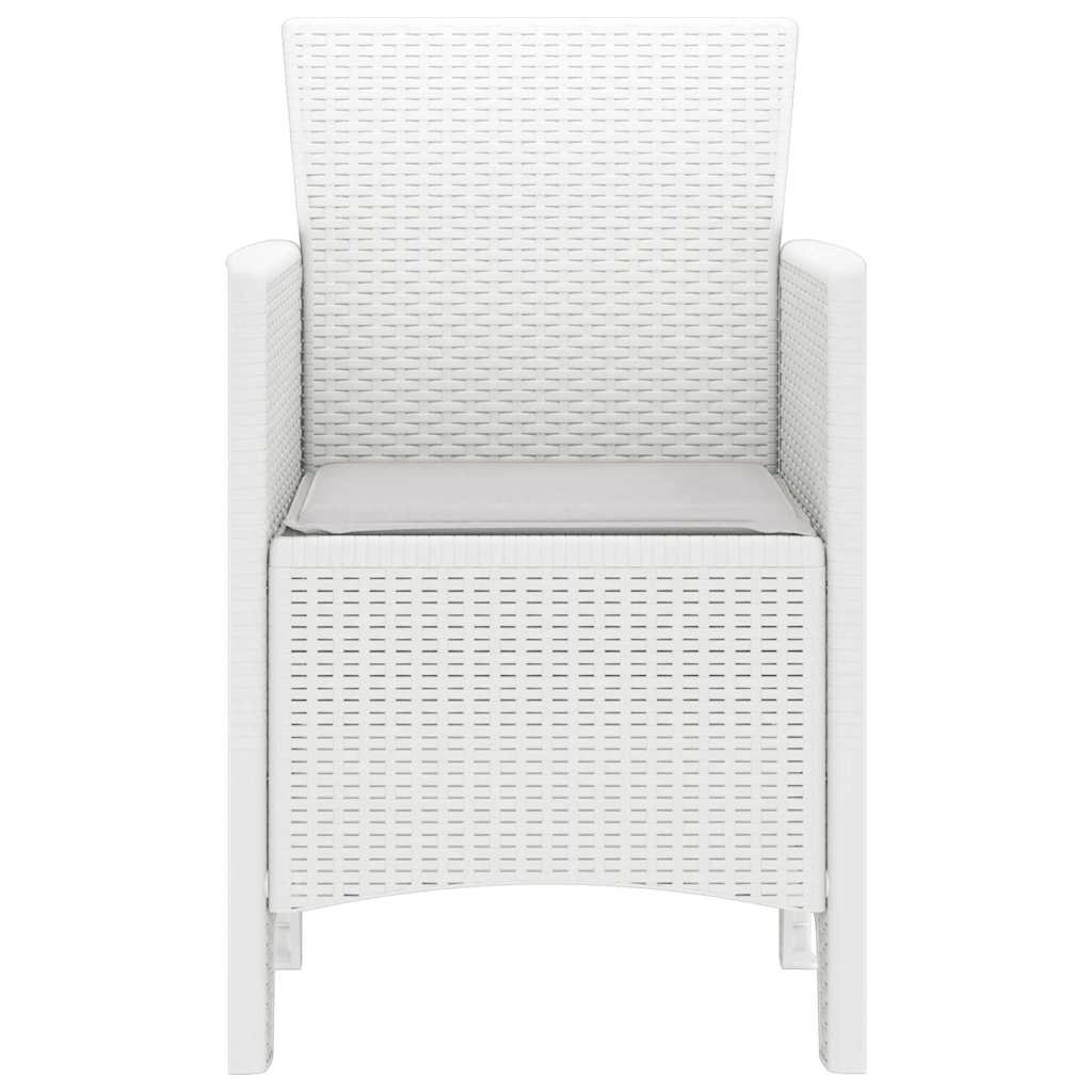 Hagemøbler med puter 4 pcs Hvit 53 x 49 x 85 cm Plast