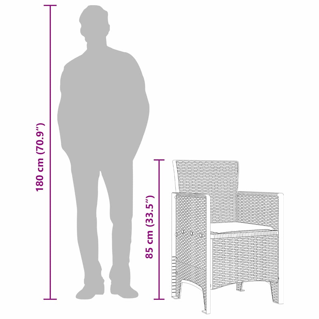 Hagemøbler med puter 4 pcs Hvit 53 x 49 x 85 cm Plast
