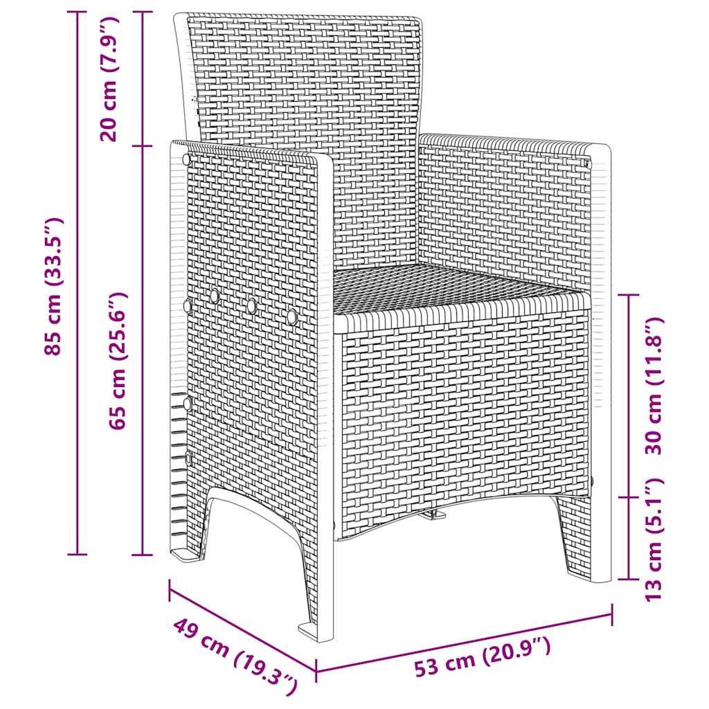 Hage Stoler 4 pcs Lysegrå 53 x 49 x 85 cm Plast