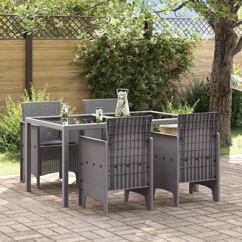 Hage Stoler med Puter 4 pcs Lysegrå 53 x 49 x 85 cm Plast