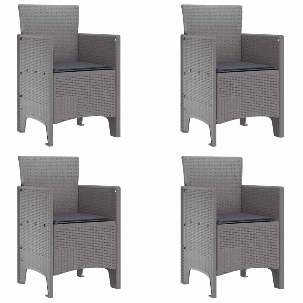 Hage Stoler med Puter 4 pcs Lysegrå 53 x 49 x 85 cm Plast
