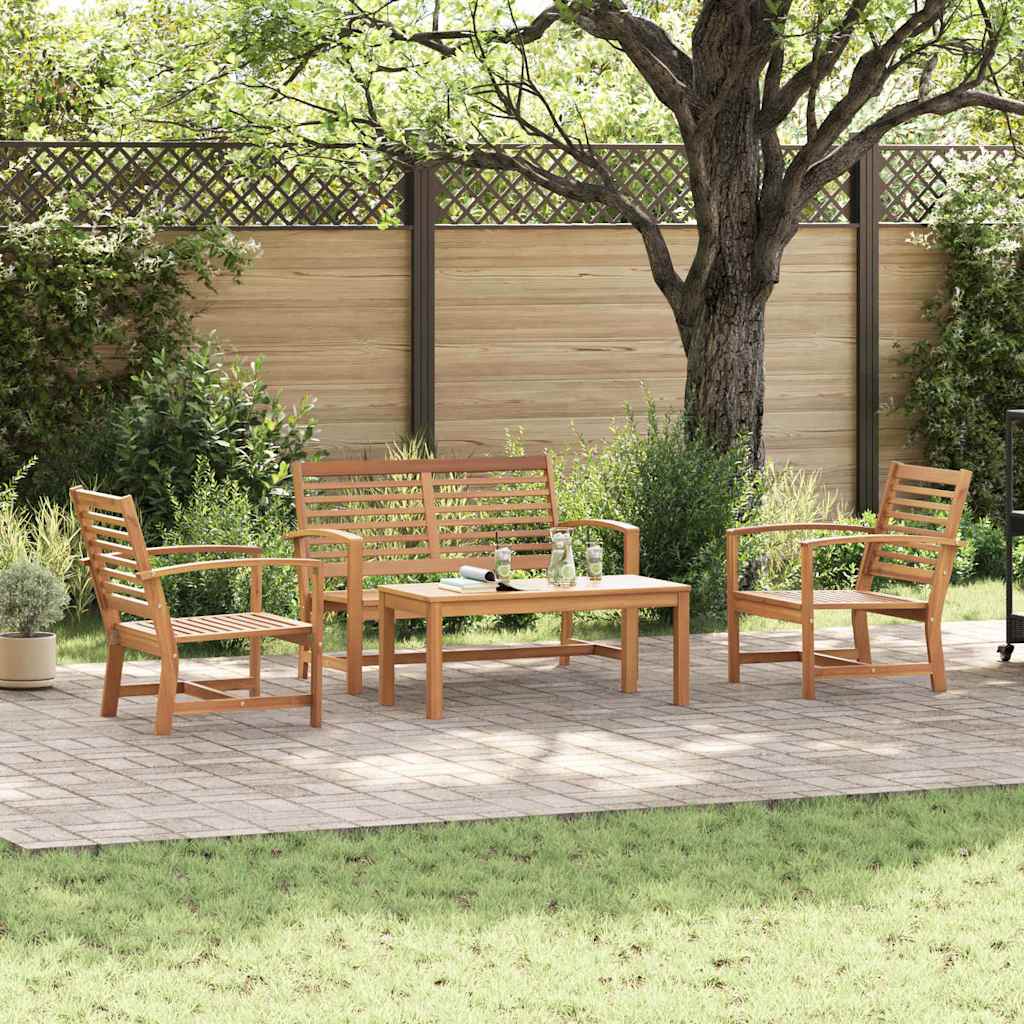 Hagesofa Set 4 pcs Naturlig Heltre teak