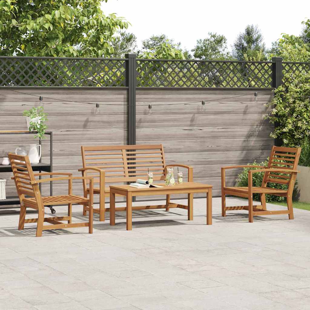 Hagesofa Set 4 pcs Naturlig Heltre teak