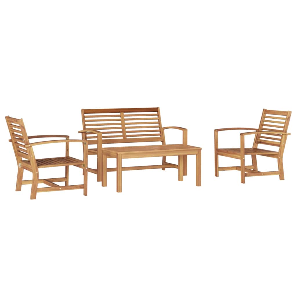 Hagesofa Set 4 pcs Naturlig Heltre teak