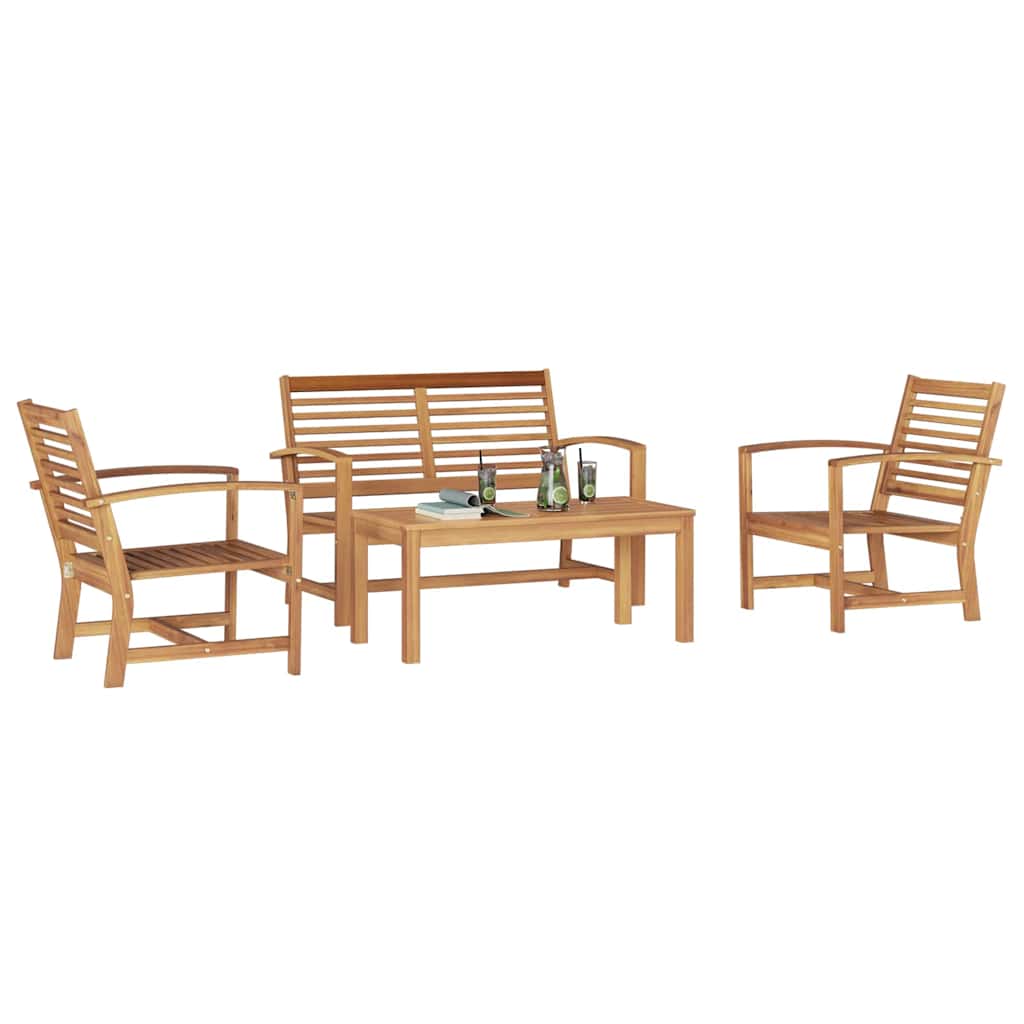 Hagesofa Set 4 pcs Naturlig Heltre teak
