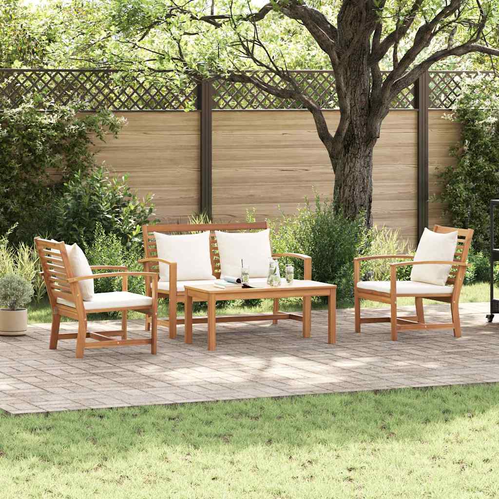 Hagesofa Set 4 pcs Naturlig Heltre teak