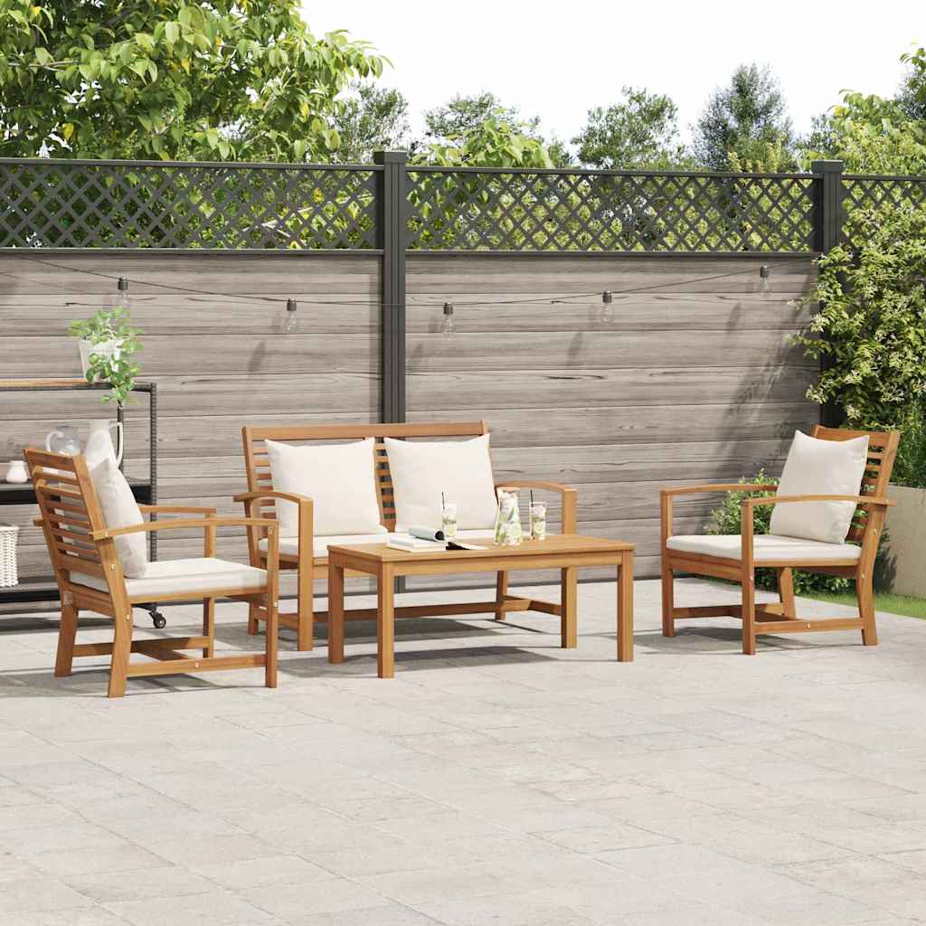 Hagesofa Set 4 pcs Naturlig Heltre teak