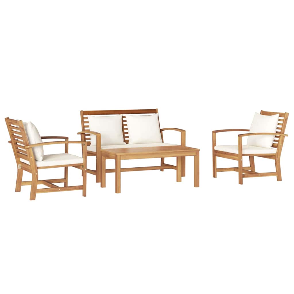 Hagesofa Set 4 pcs Naturlig Heltre teak