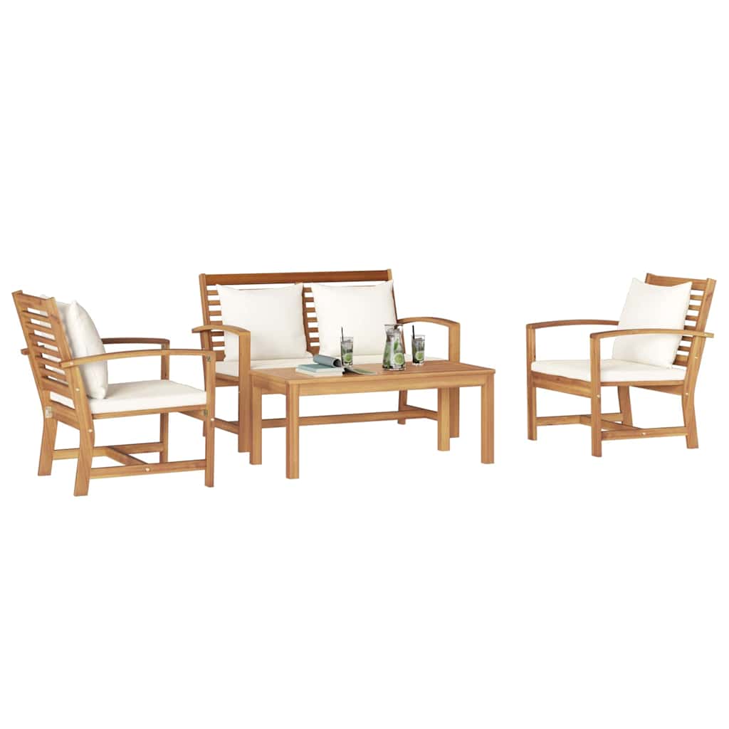 Hagesofa Set 4 pcs Naturlig Heltre teak