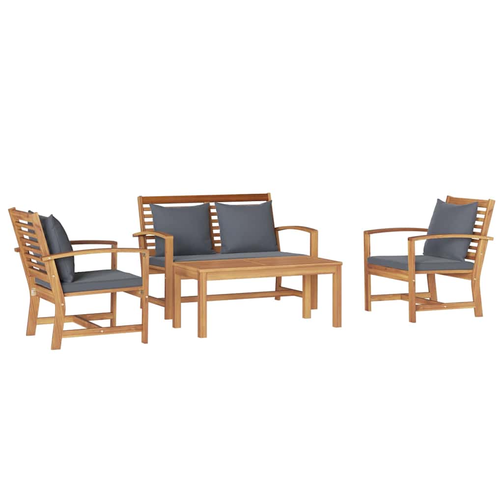 Hagesofa Set 4 pcs Naturlig Heltre teak