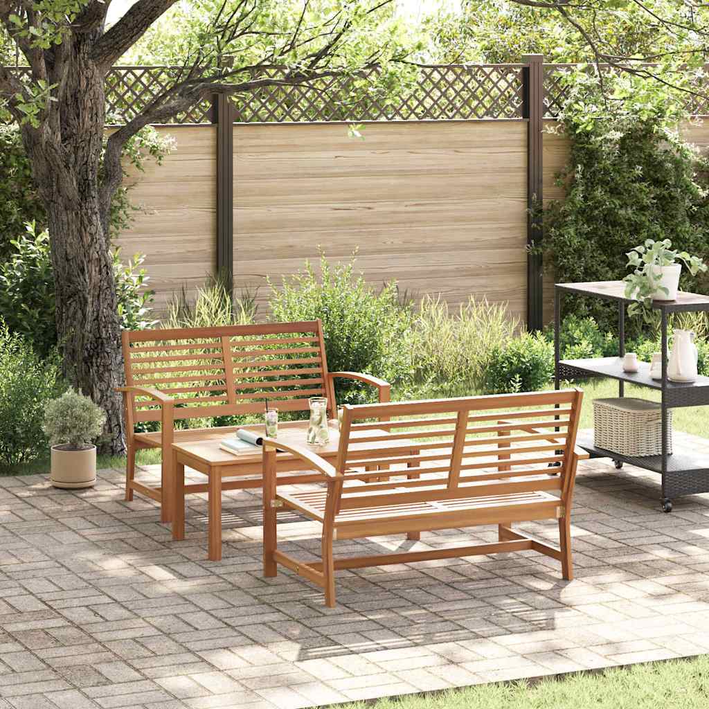 Hagesofa Set 3 pcs Naturlig Heltre teak