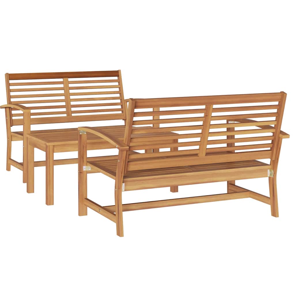 Hagesofa Set 3 pcs Naturlig Heltre teak
