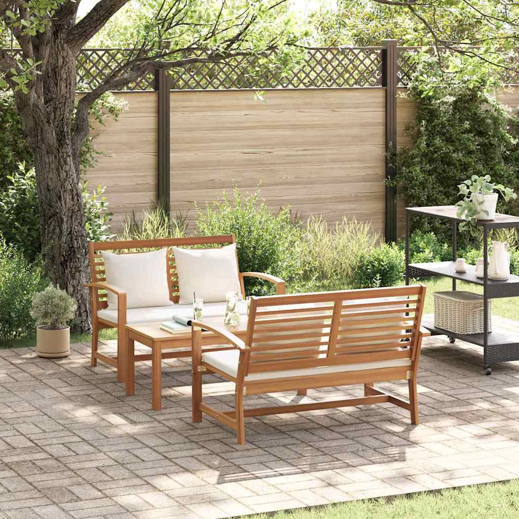 Hagesofa Set 3 pcs Naturlig Heltre teak