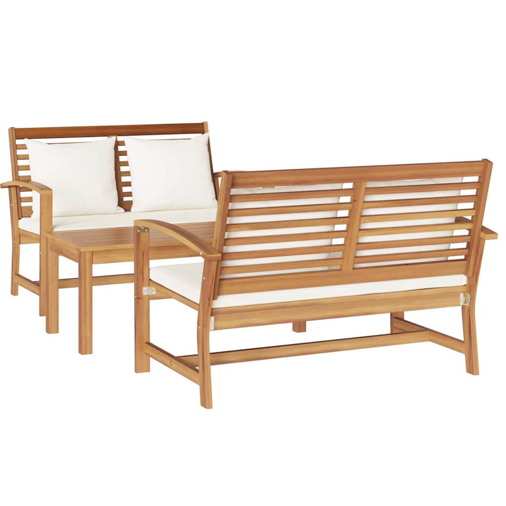 Hagesofa Set 3 pcs Naturlig Heltre teak