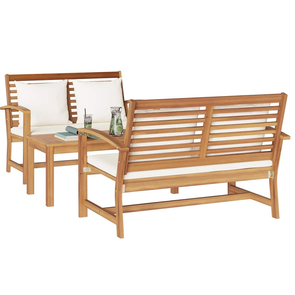 Hagesofa Set 3 pcs Naturlig Heltre teak