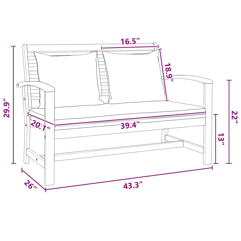 Hagesofa Set 3 pcs Naturlig Heltre teak