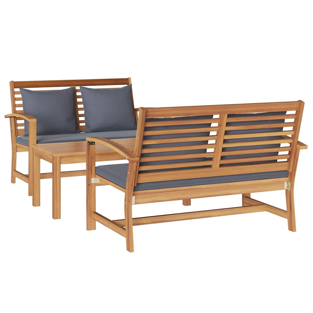 Hagesofa Set 3 pcs Naturlig Heltre teak