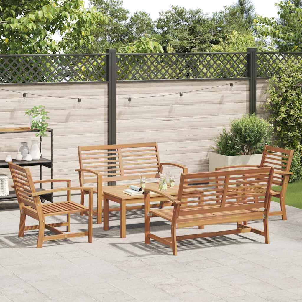 Hagesofa Set 5 pcs Naturlig Heltre teak