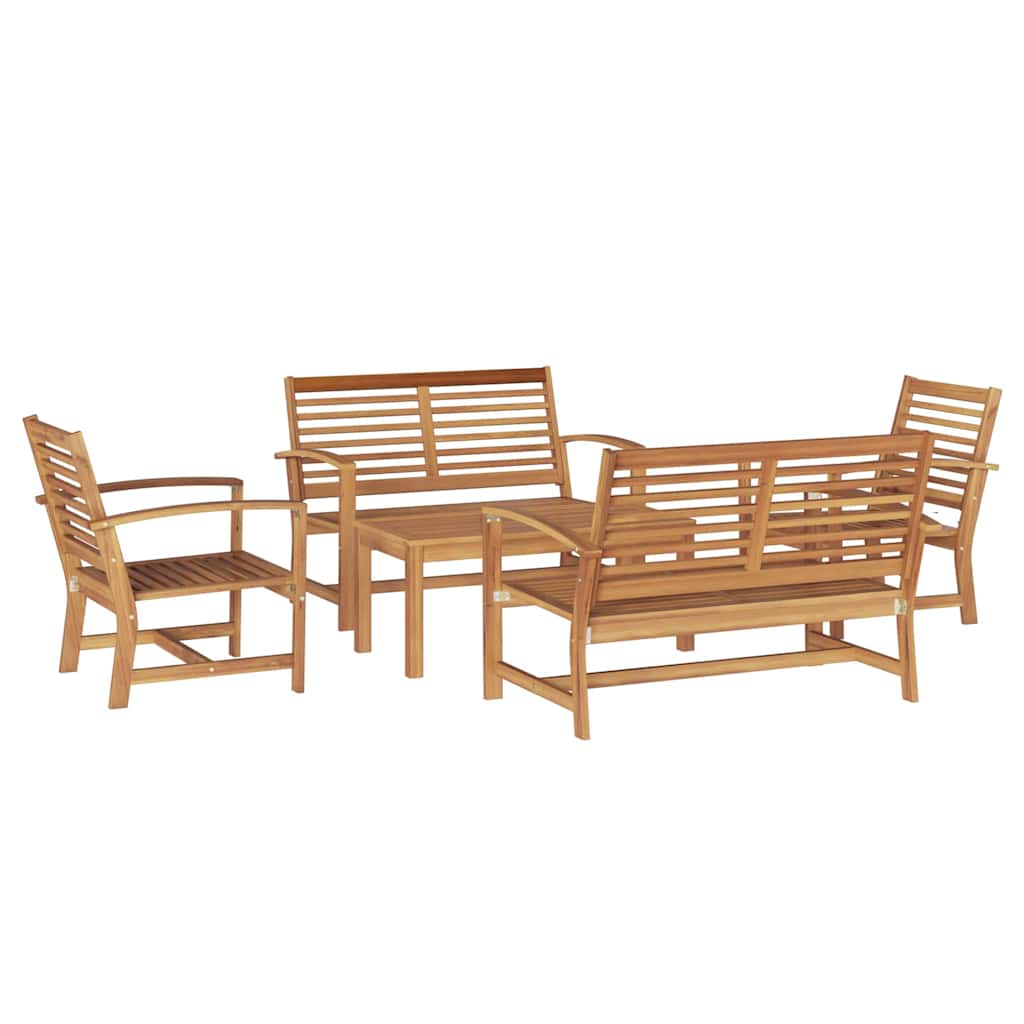 Hagesofa Set 5 pcs Naturlig Heltre teak