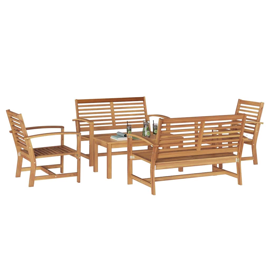 Hagesofa Set 5 pcs Naturlig Heltre teak