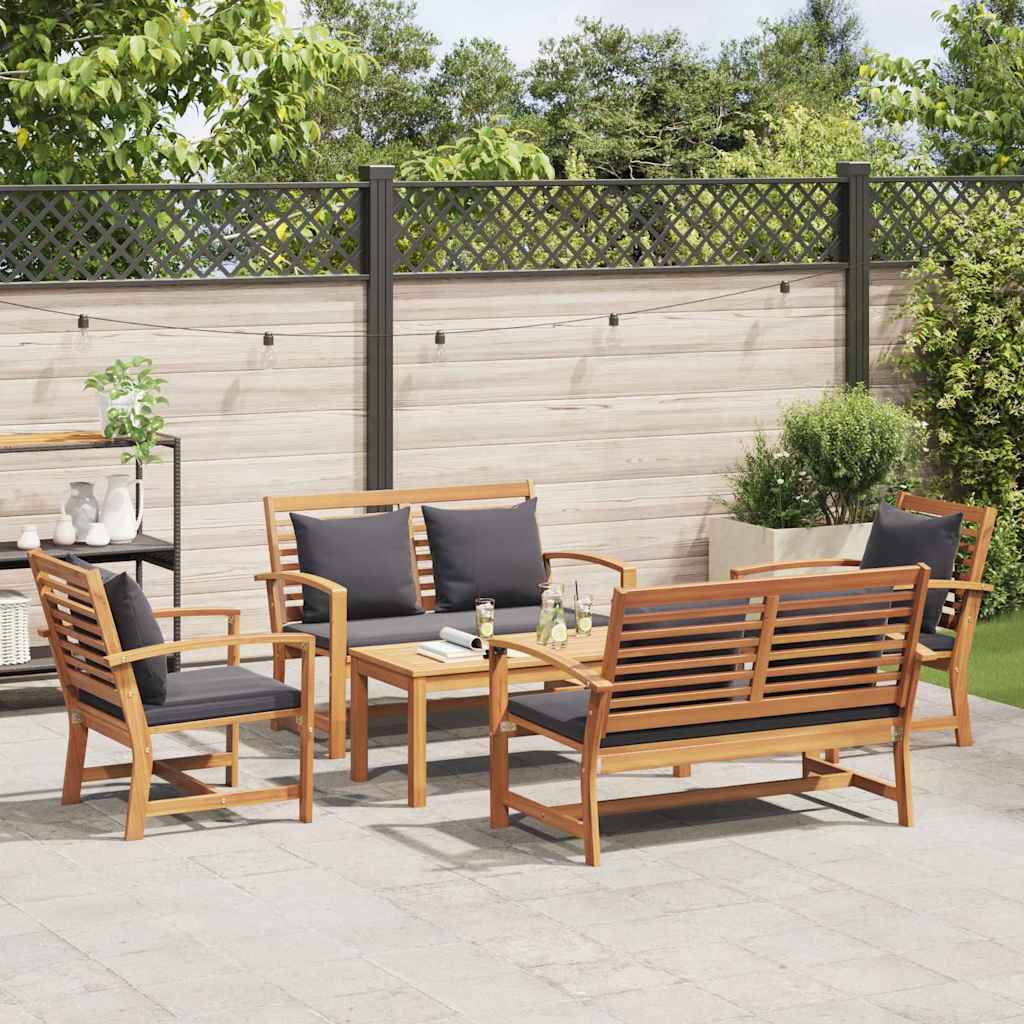 Hagesofa Set 5 pcs Naturlig Heltre teak