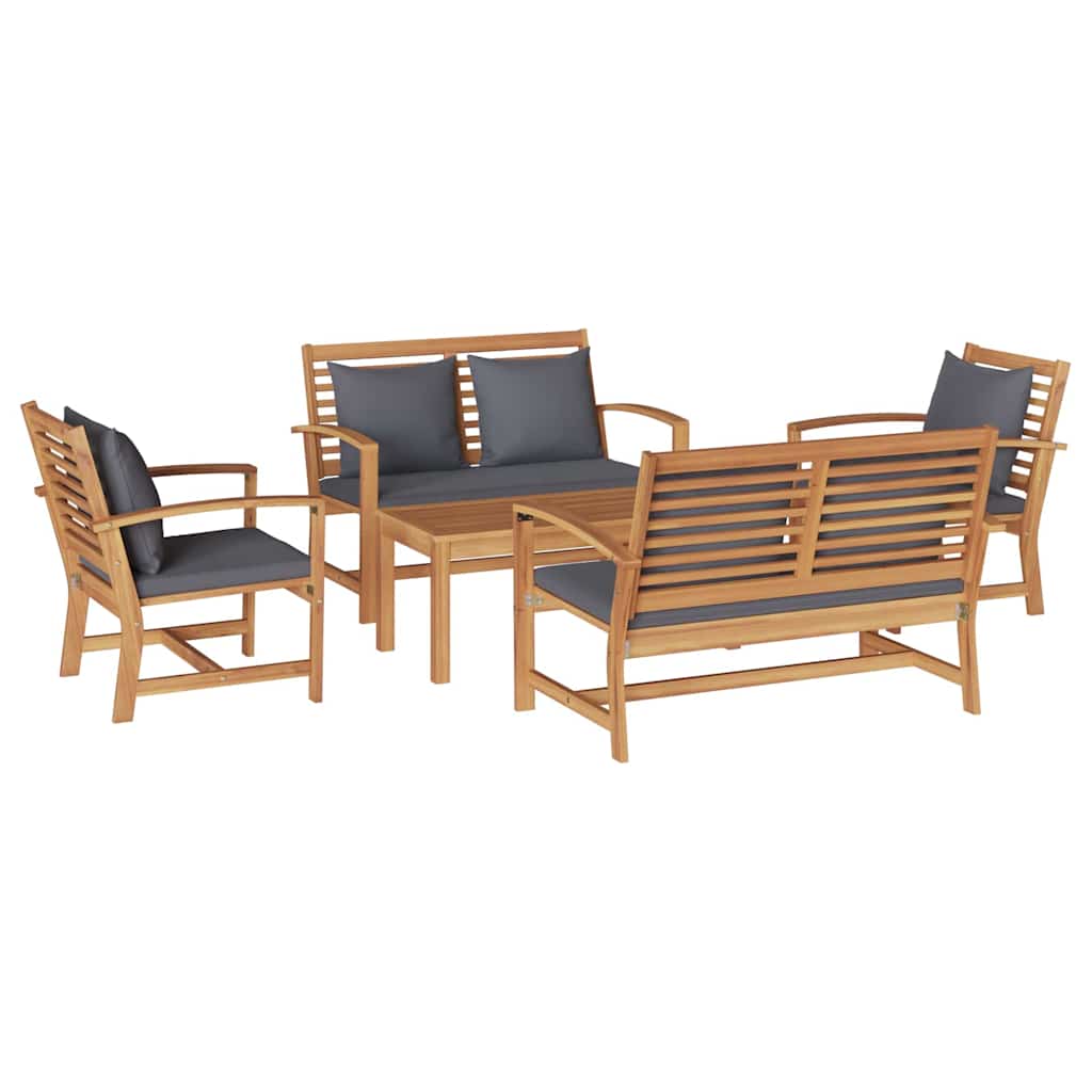 Hagesofa Set 5 pcs Naturlig Heltre teak
