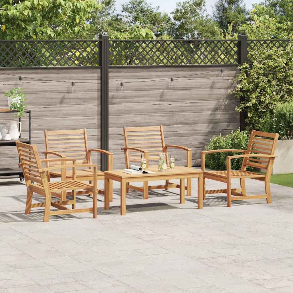 Hagesofa Set 5 pcs Naturlig Heltre teak