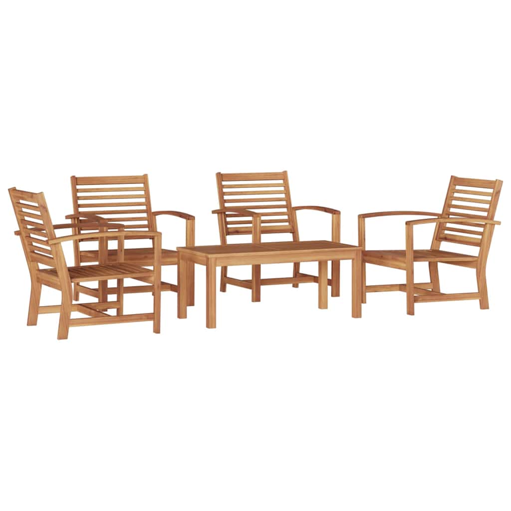 Hagesofa Set 5 pcs Naturlig Heltre teak