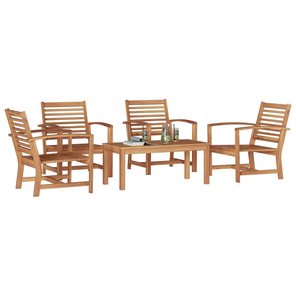 Hagesofa Set 5 pcs Naturlig Heltre teak