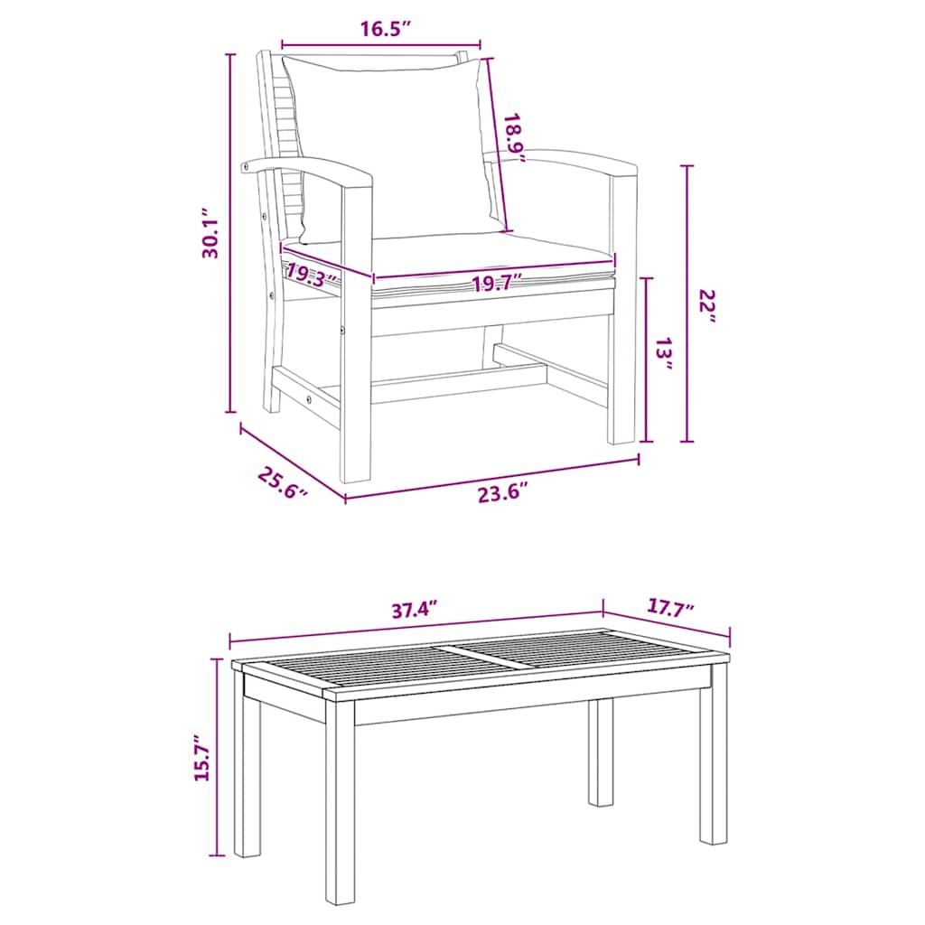 Hagesofa Set 5 pcs Naturlig Heltre teak