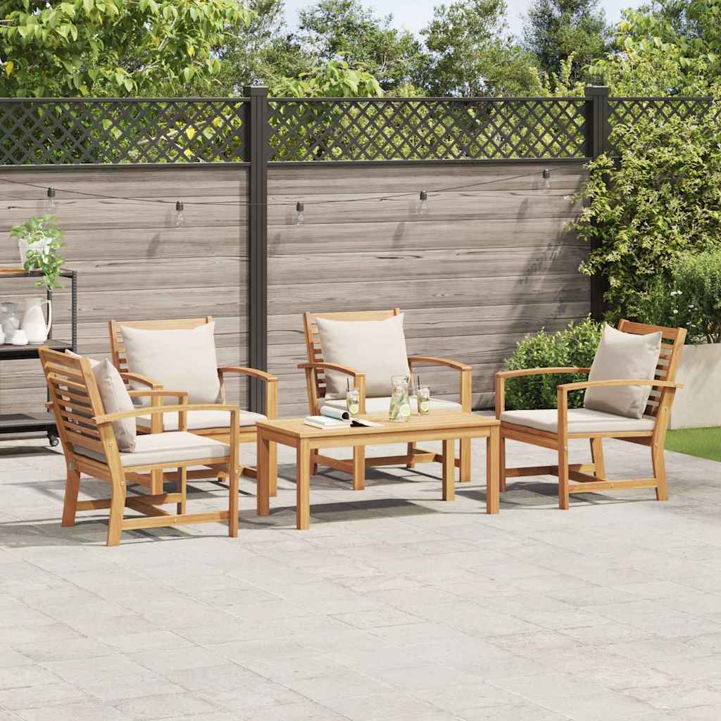 Hagesofa Set 5 pcs Naturlig Heltre teak
