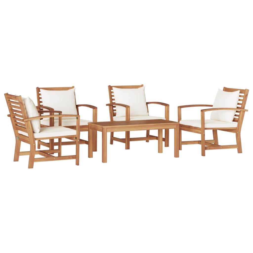 Hagesofa Set 5 pcs Naturlig Heltre teak