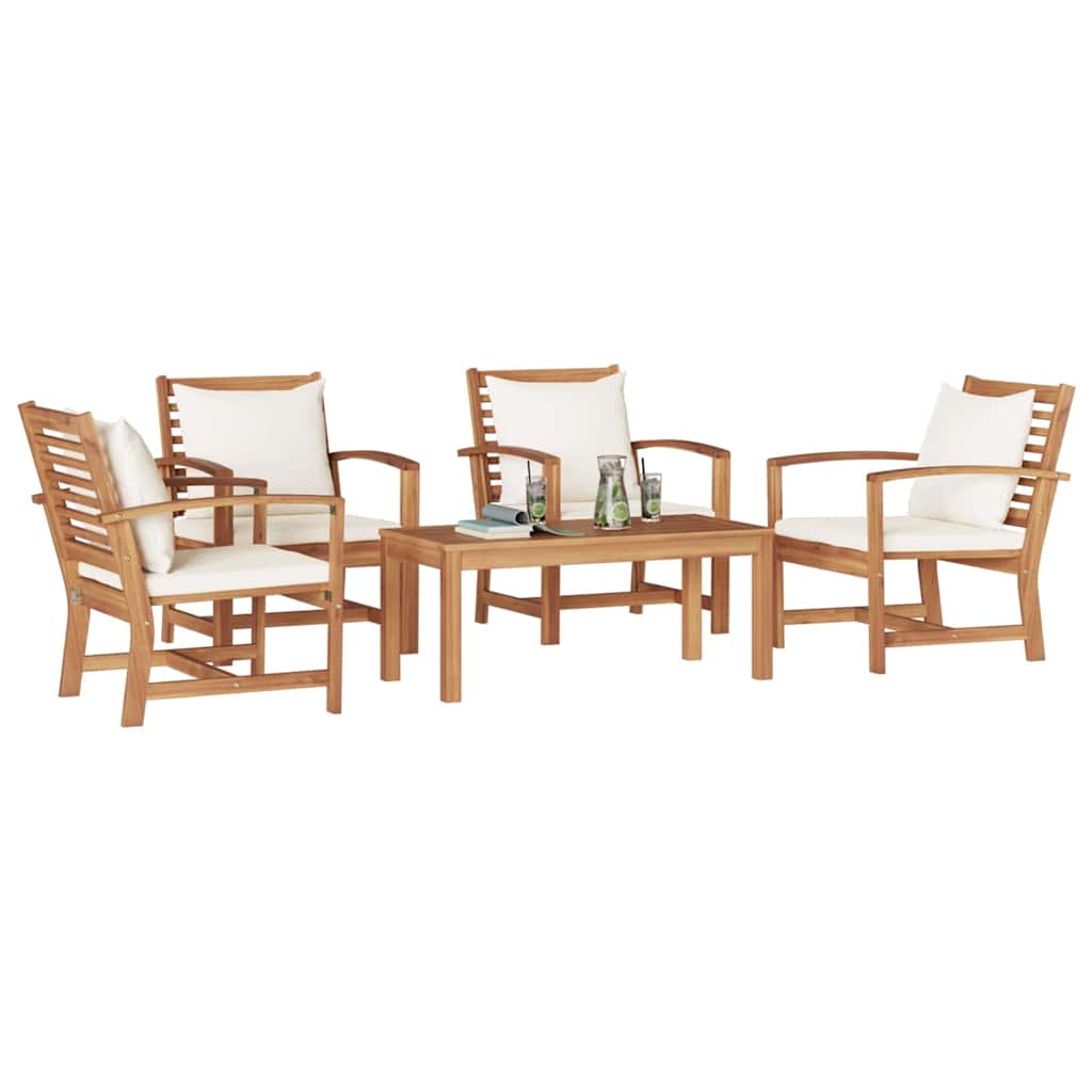 Hagesofa Set 5 pcs Naturlig Heltre teak