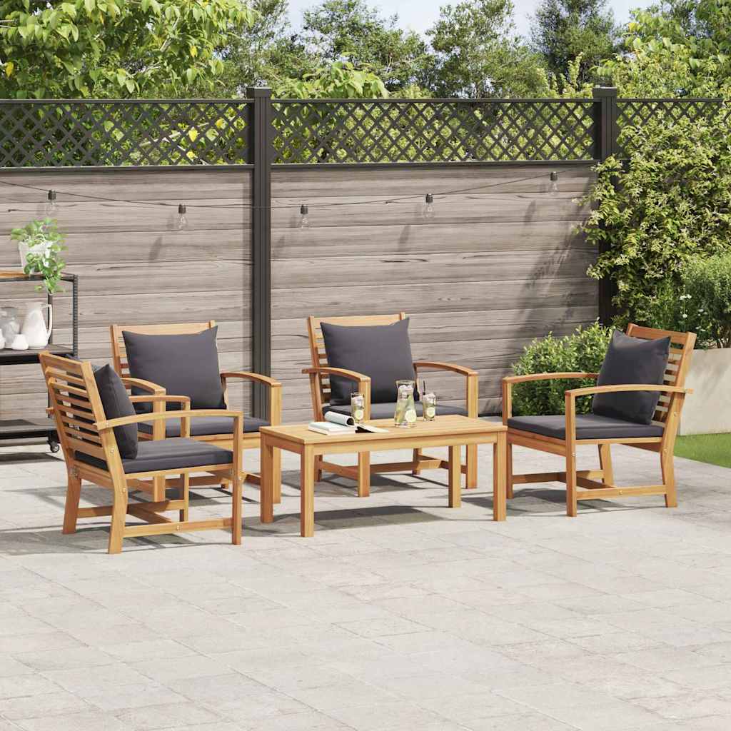 Hagesofa Set 5 pcs Naturlig Heltre teak