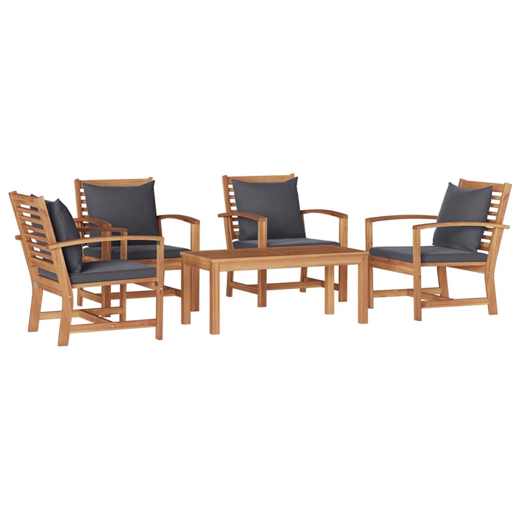 Hagesofa Set 5 pcs Naturlig Heltre teak