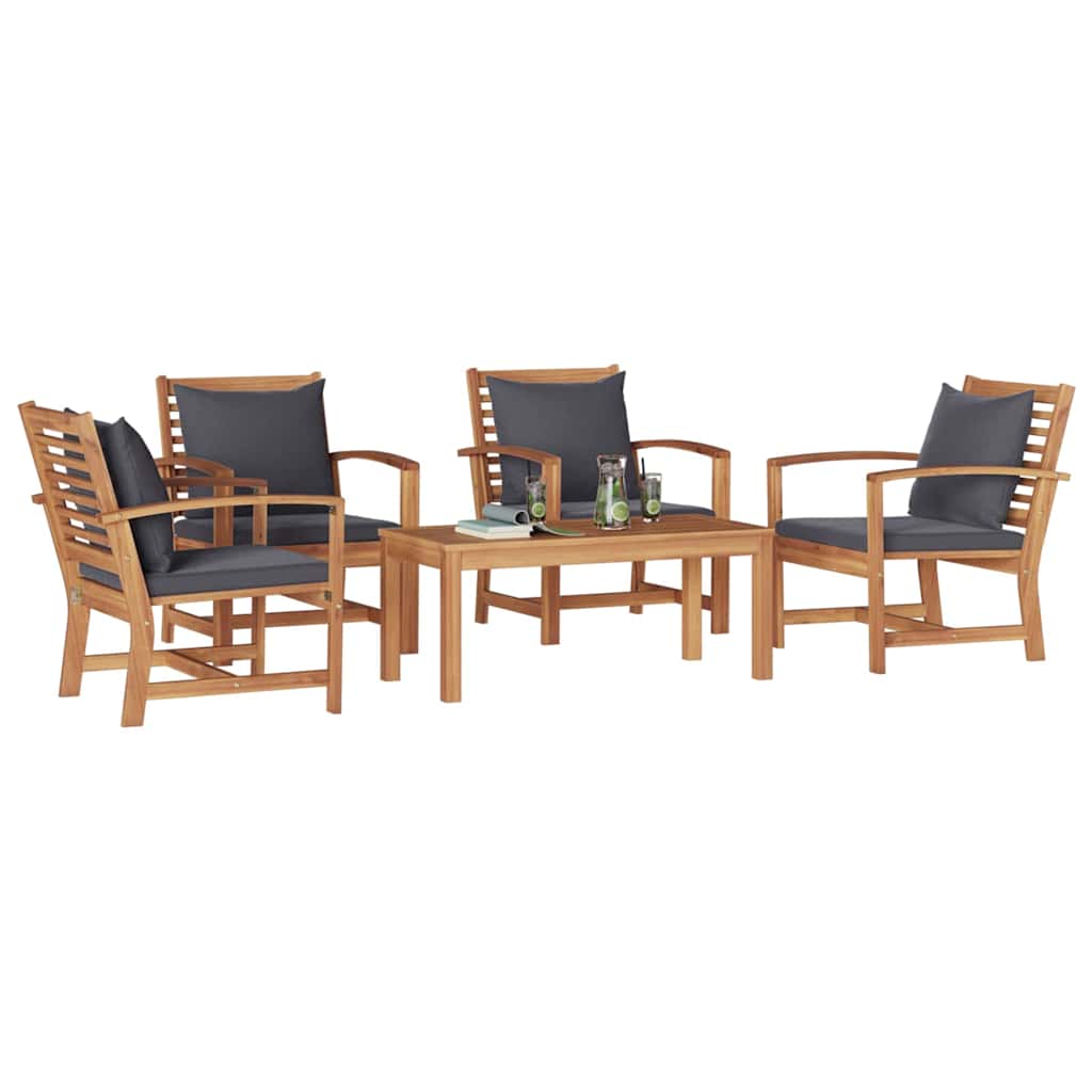 Hagesofa Set 5 pcs Naturlig Heltre teak