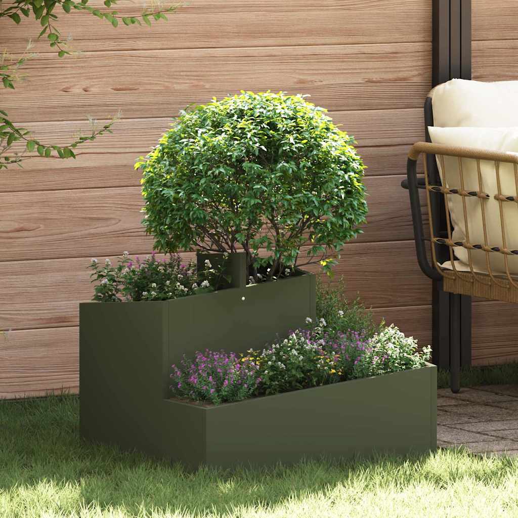 Hageplanter Olivengrønn 60x60x50 cm i Stål
