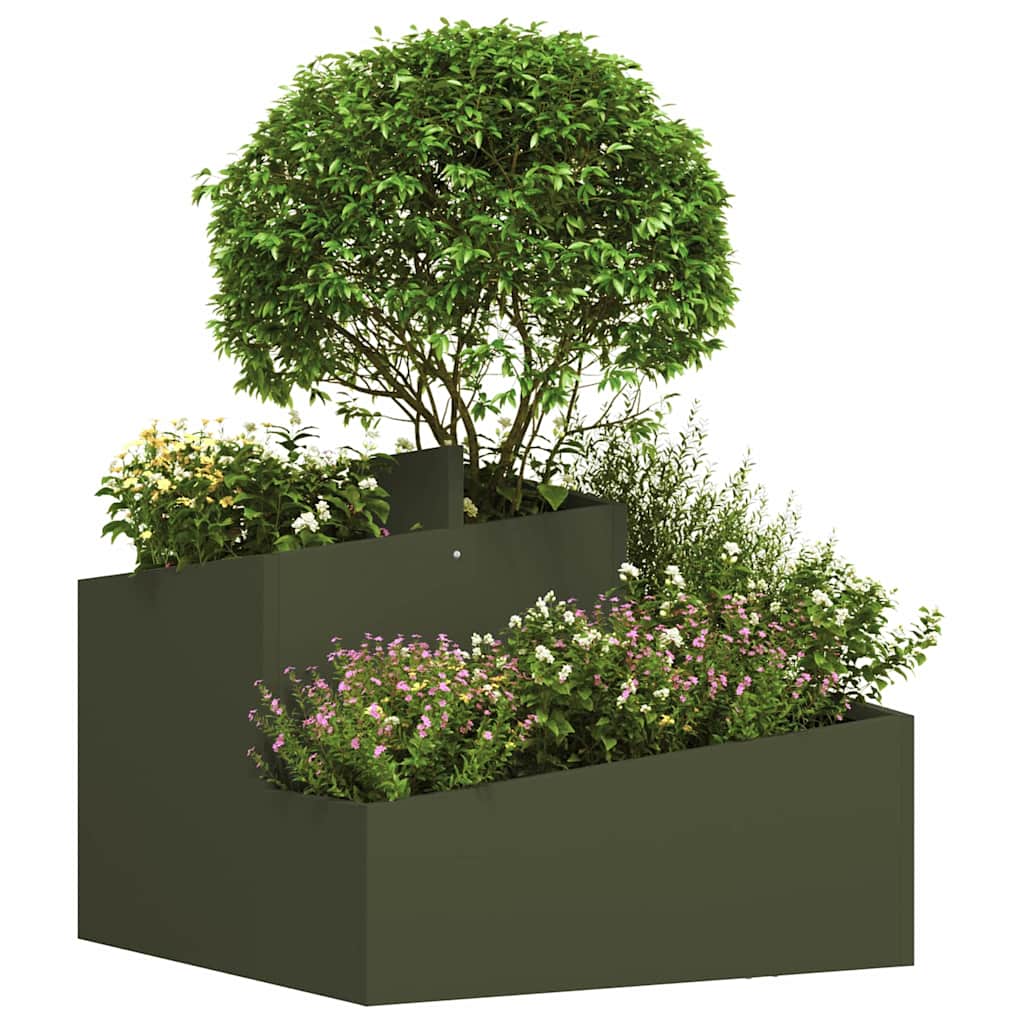Hageplanter Olivengrønn 60x60x50 cm i Stål