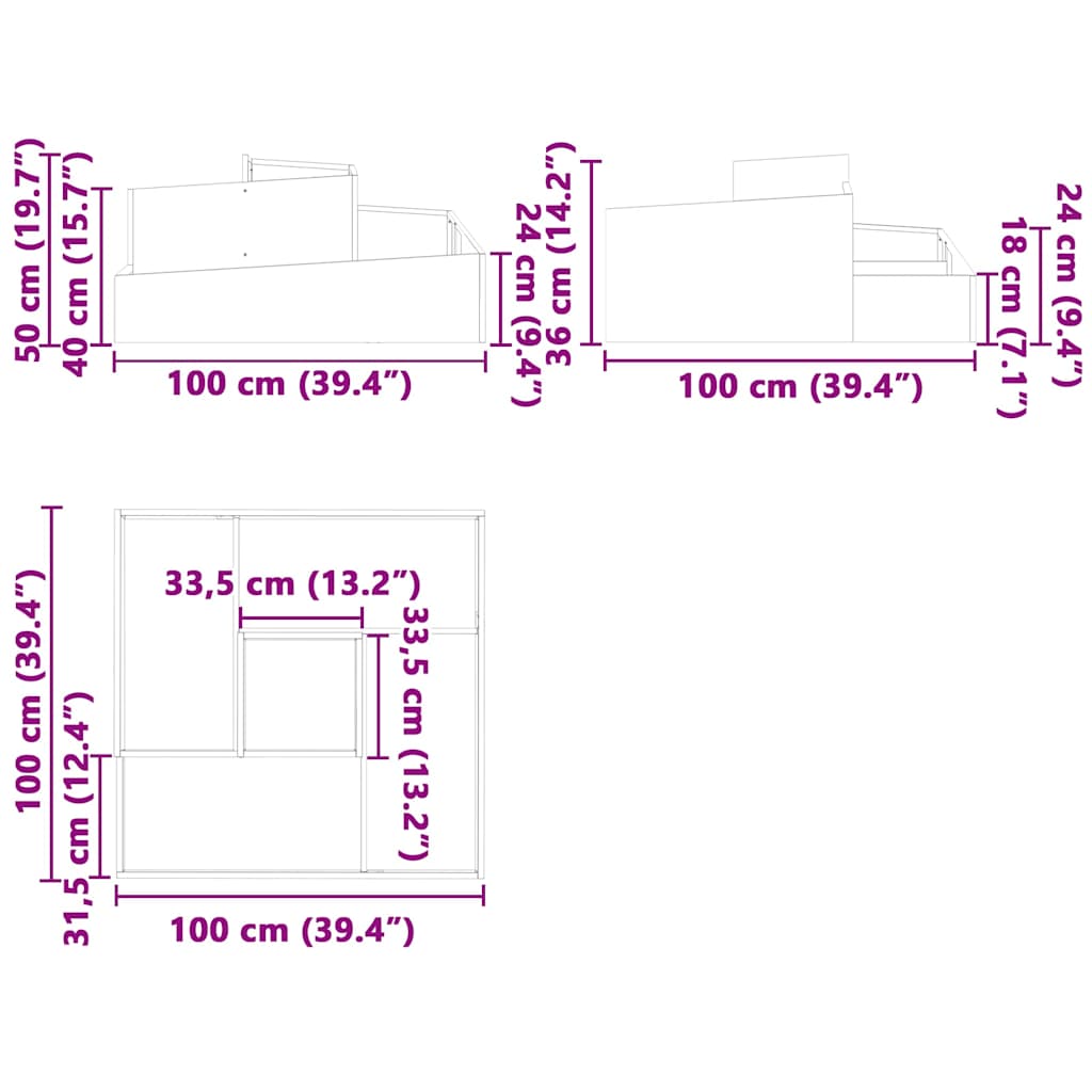 Hageplantekasse Antrasitt 100x100x50 cm i stål