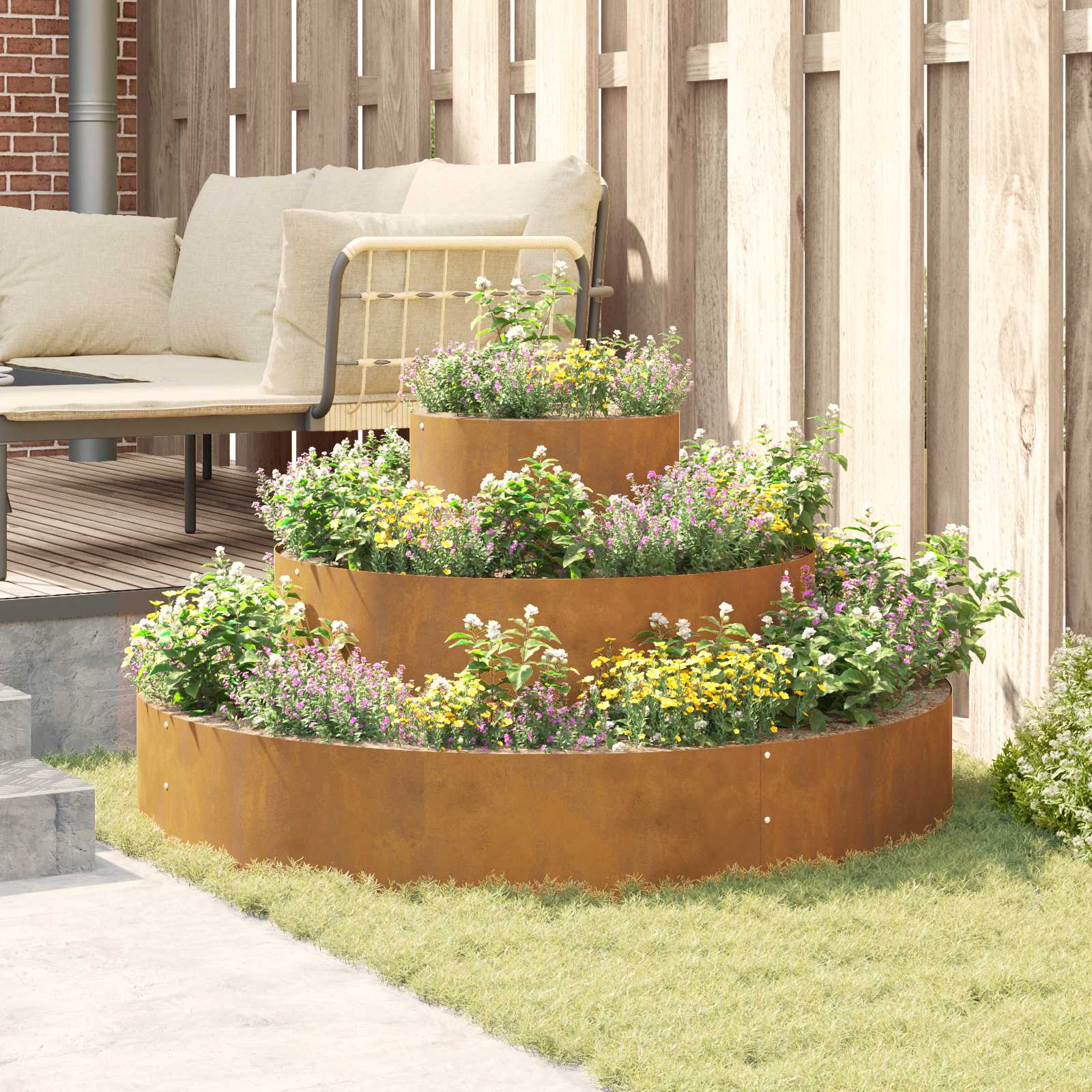 Hageblomsterpotte Brun 120 x 120 x 20 cm Cortenstål