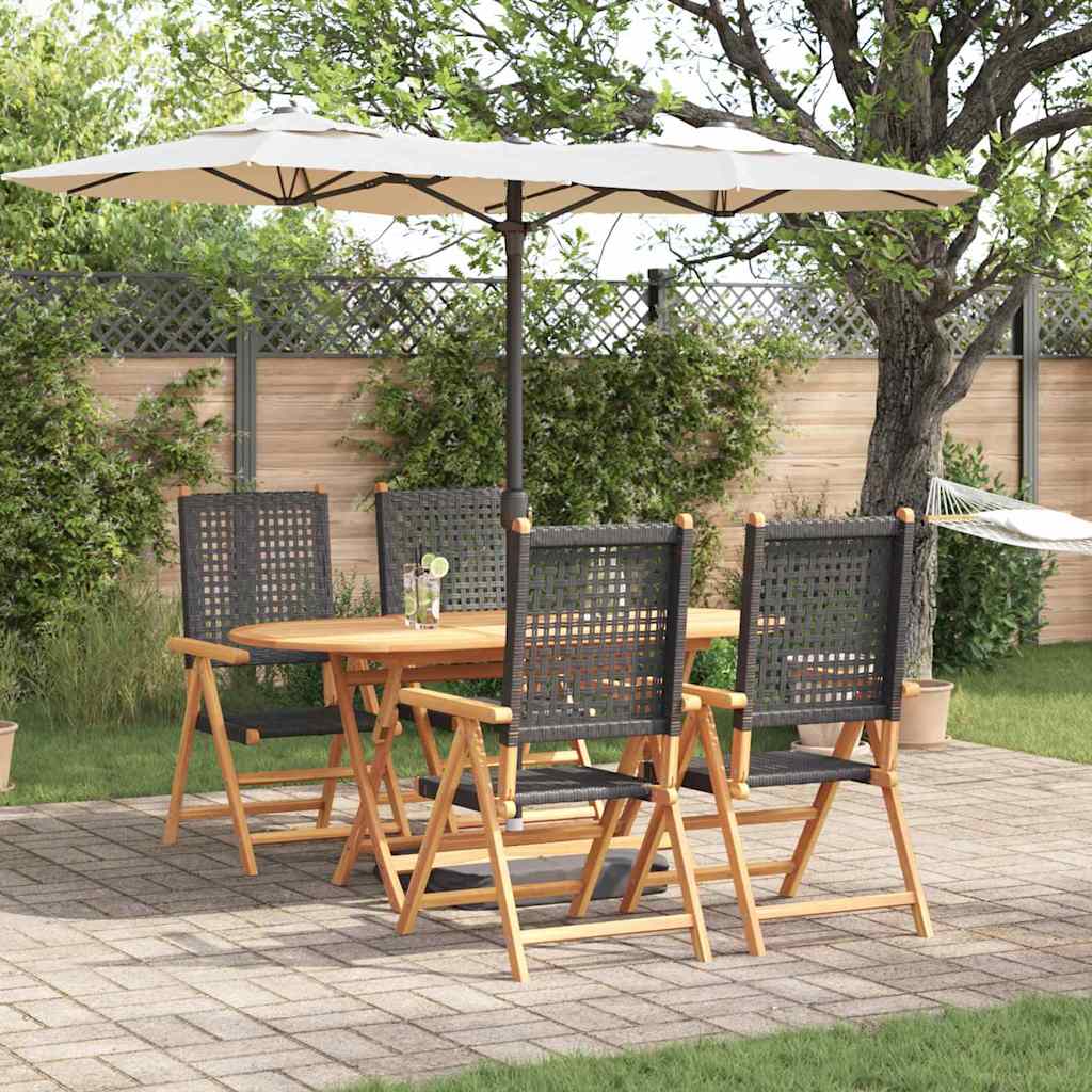 Hage Spisegruppe 5 pcs Svart Solid akasietre og poly rattan