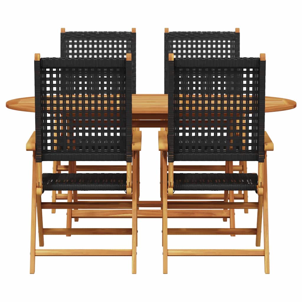 Hage Spisegruppe 5 pcs Svart Solid akasietre og poly rattan