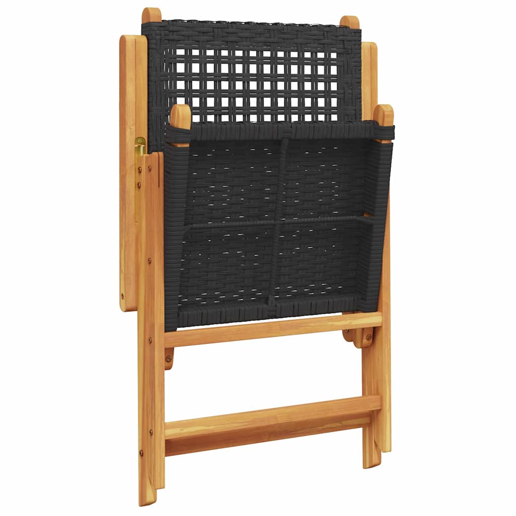 Hage Spisegruppe 5 pcs Svart Solid akasietre og poly rattan