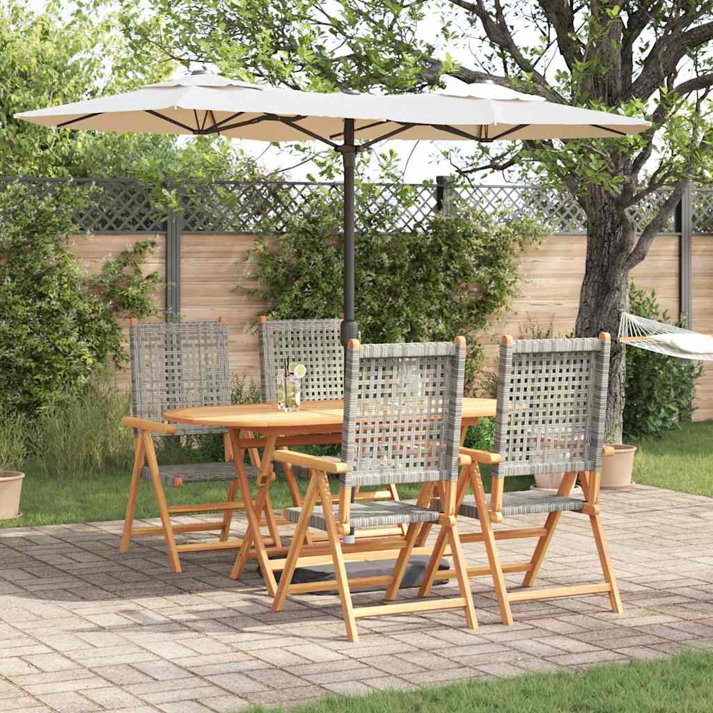 Hage Spisegruppe 5 pcs Grå Solid akasietre og poly rattan