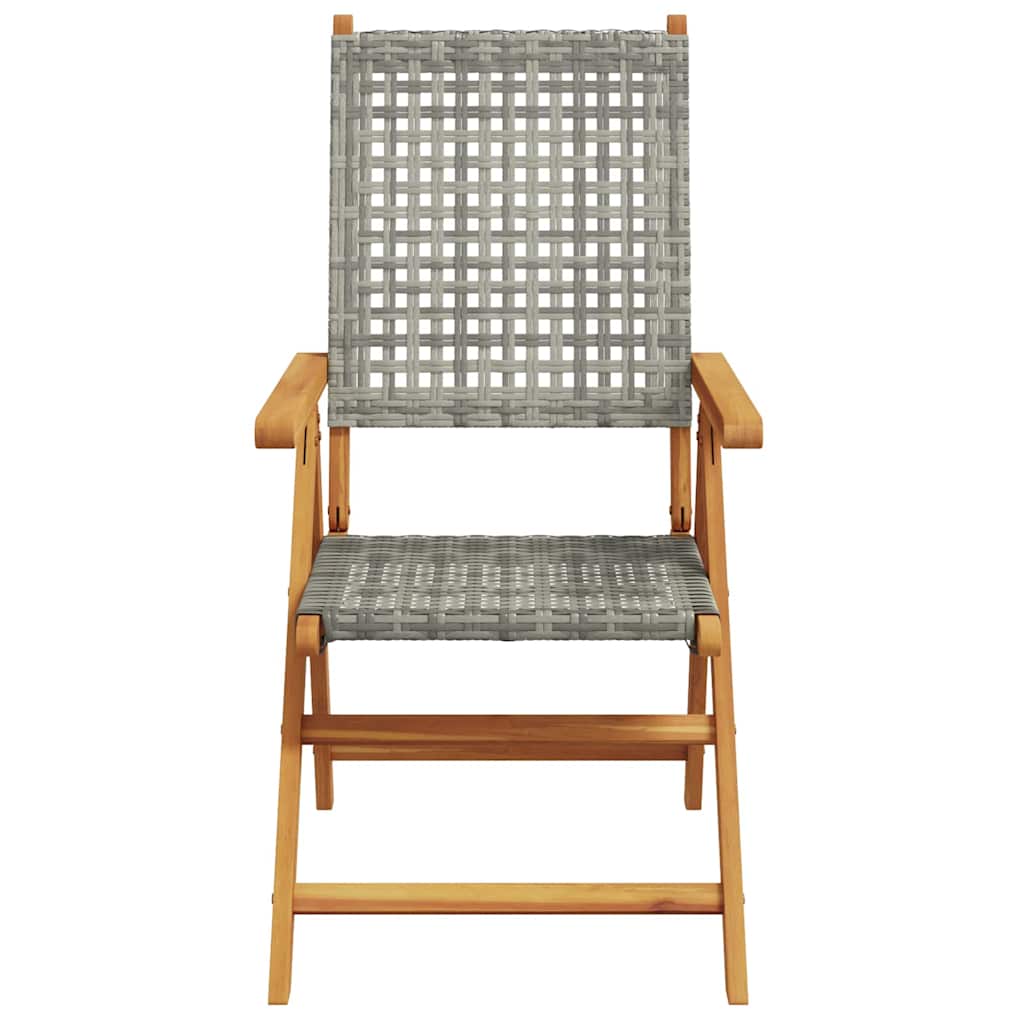 Hage Spisegruppe 5 pcs Grå Solid akasietre og poly rattan